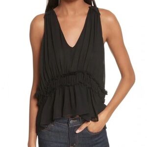 Joie Black Sleeveless Peplum Blouse